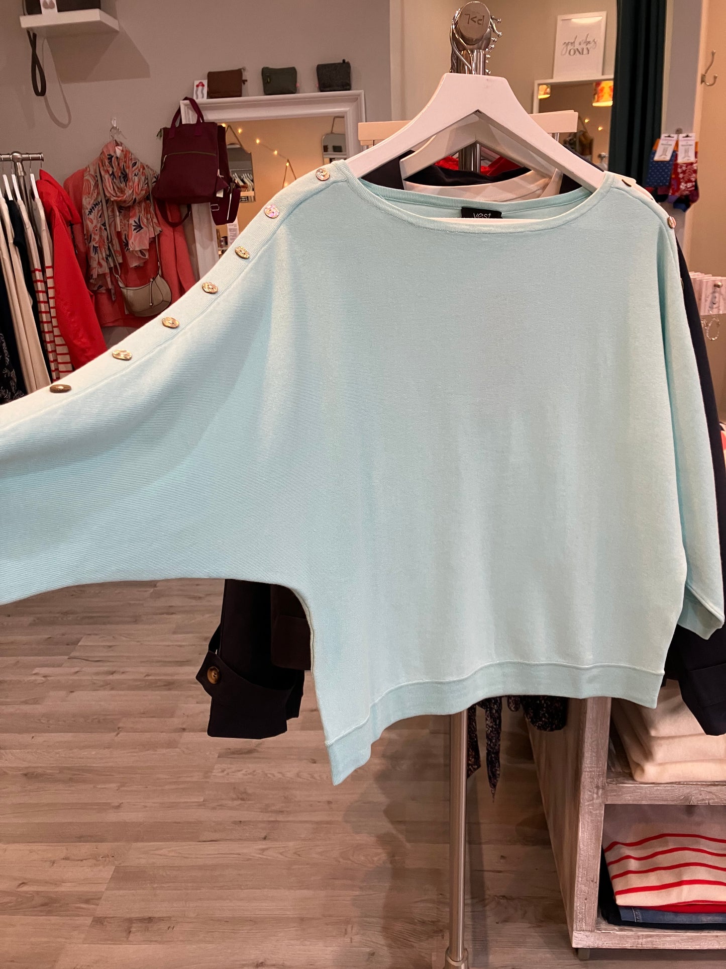 Yest Raina boat neck sweater in pastel blue shade