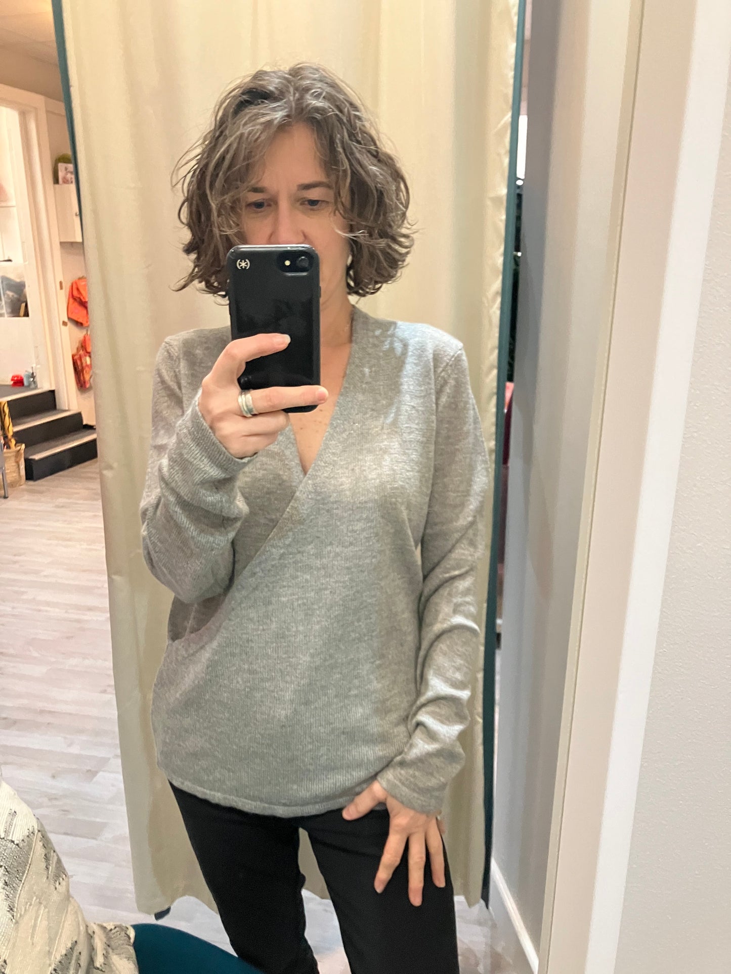 Yest Polly wrap sweater in silvery grey