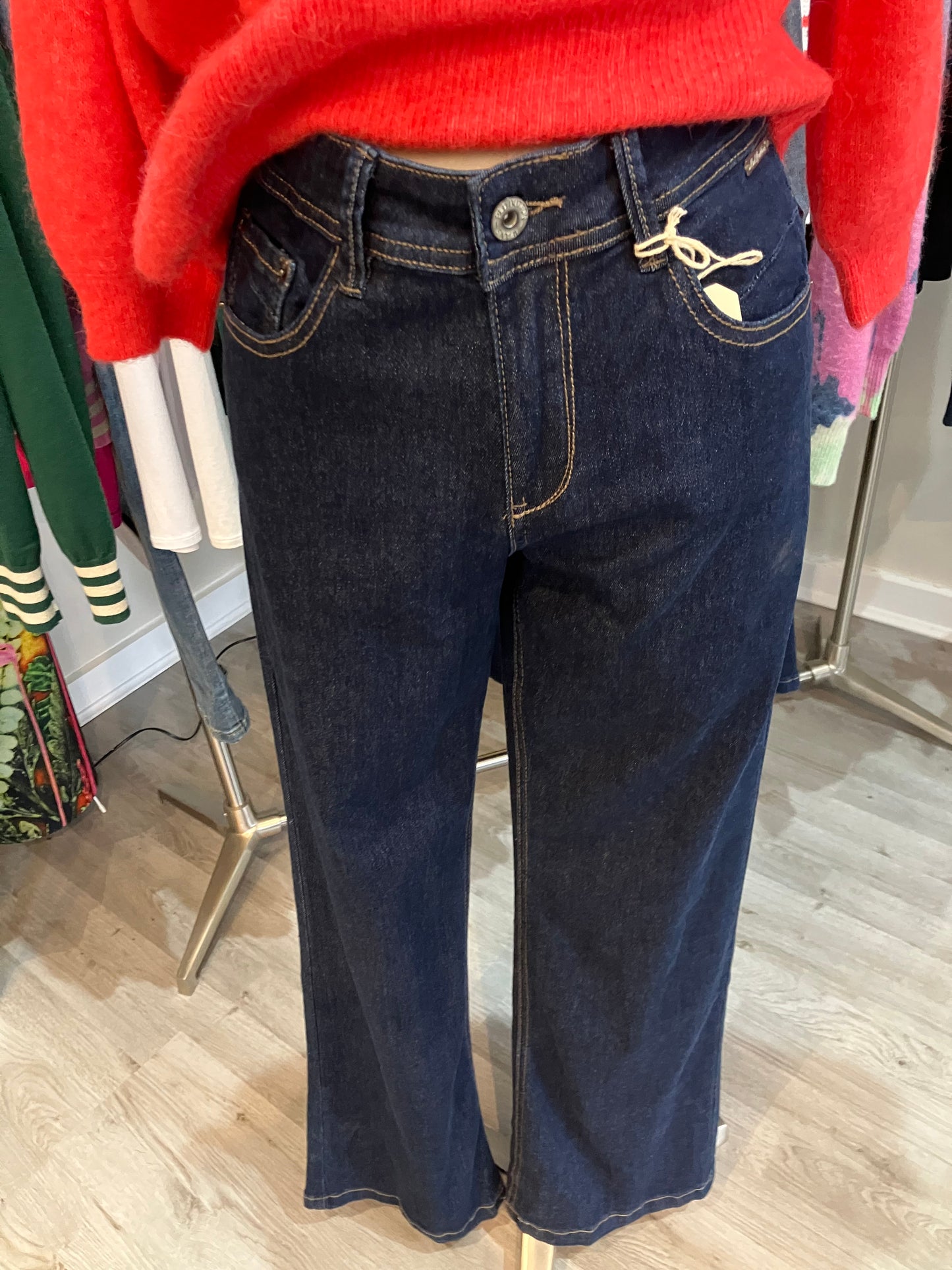 Red Button Colette 5 pocket dark blue high rise jeans with wide leg