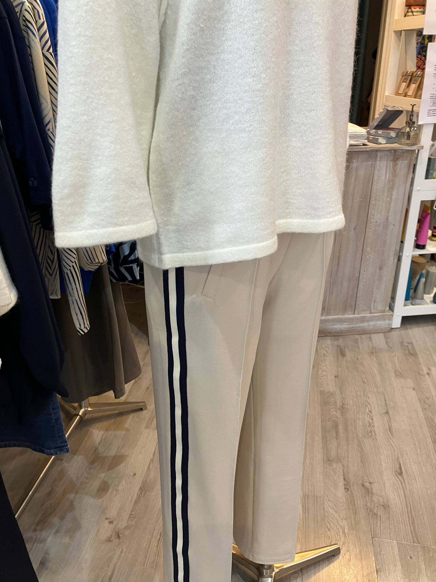 Red Button Colette cream punta sidetape trousers