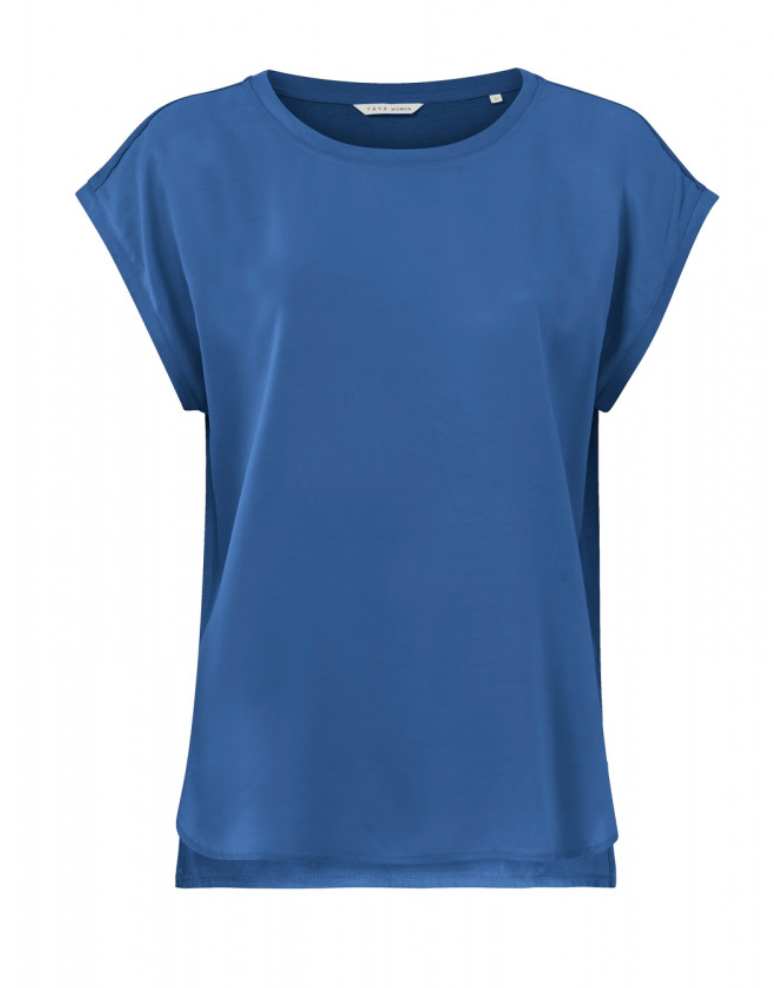 Yaya top with round neck and cap sleeves in bright cobalt blue - last one!