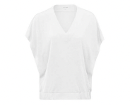 Yaya v neck top with elasticated waistband in off white