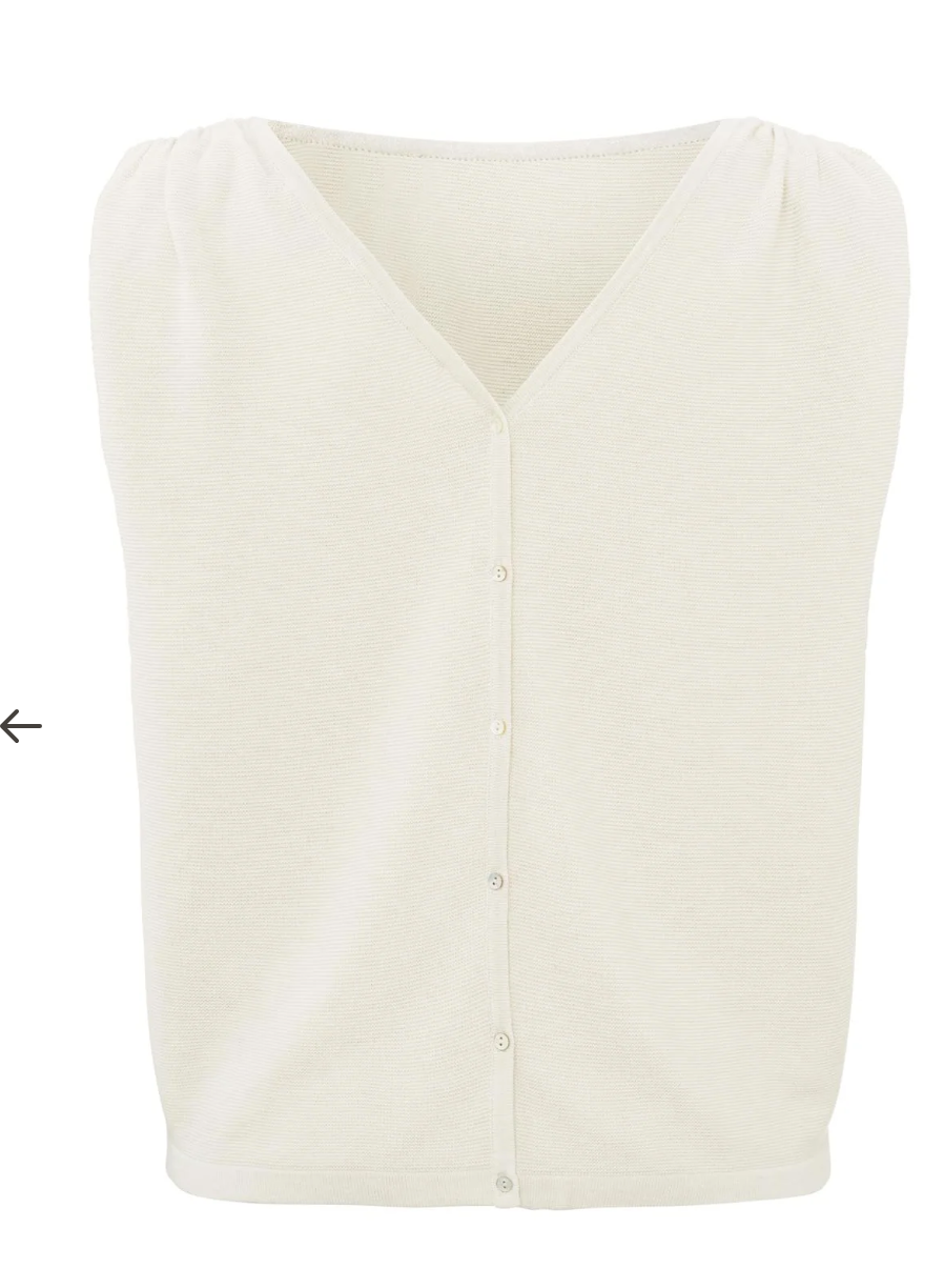Yaya sleeveless sweater with buttons down the back in beige