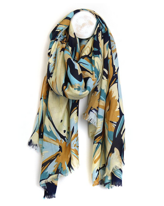 POM Bamboo viscose painterly petals print scarf