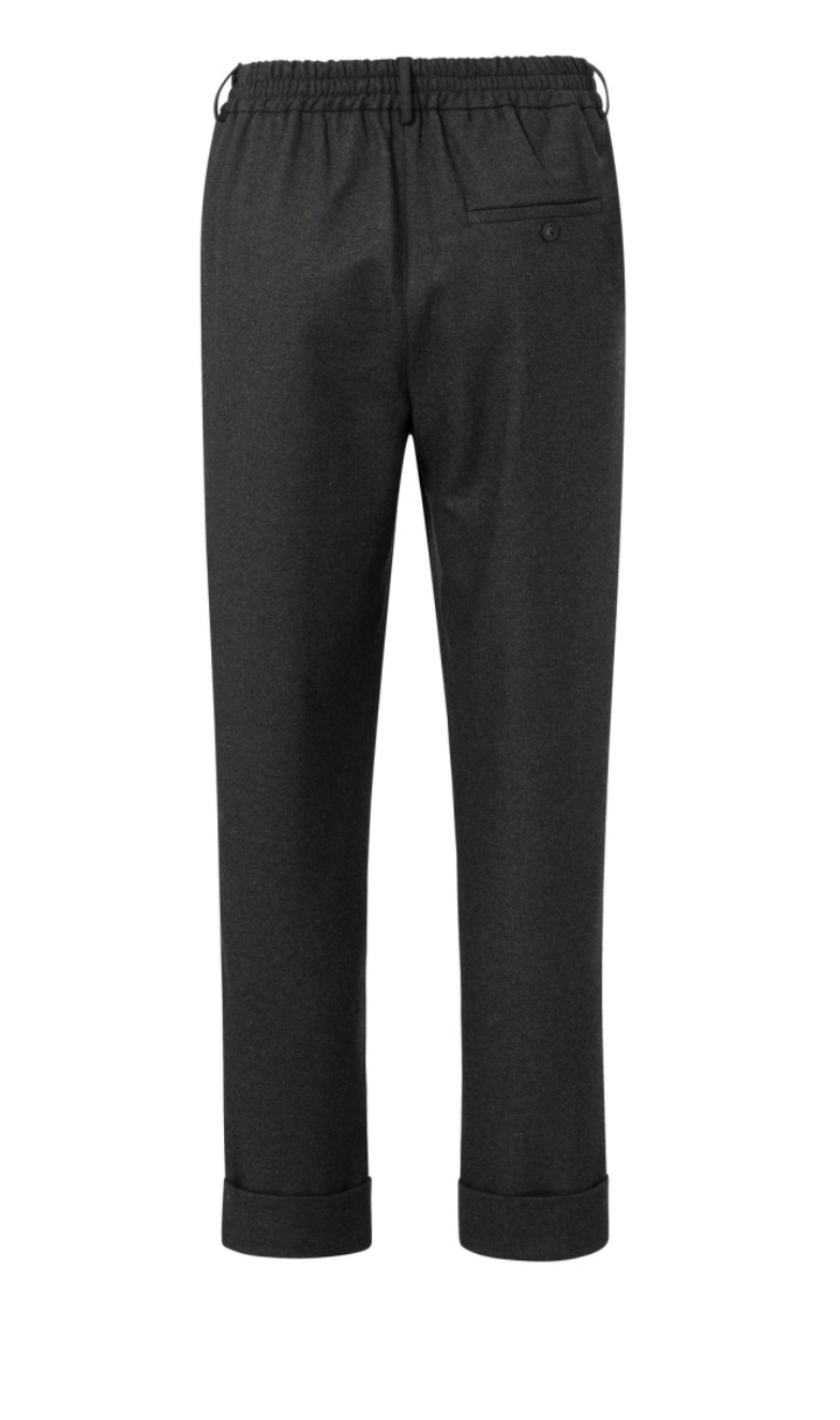 Yaya trousers with elastic waist, pockets and turned up hem in anthracite melange