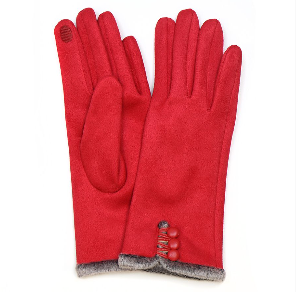 POM Crimson faux suede fur gloves