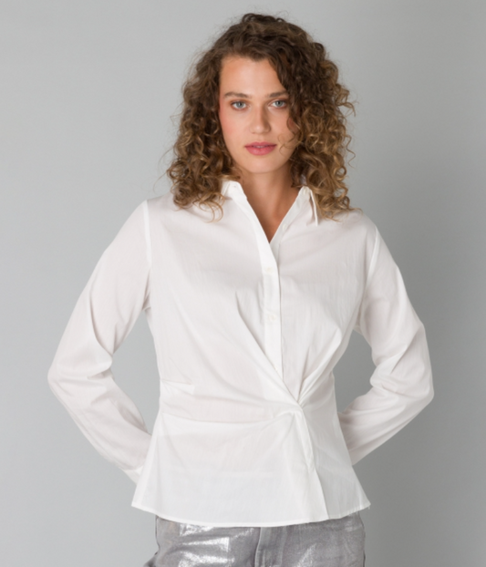 Yest Paris twist front white cotton blouse