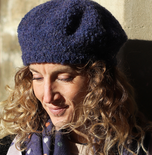 Pom recycled material beret in blue