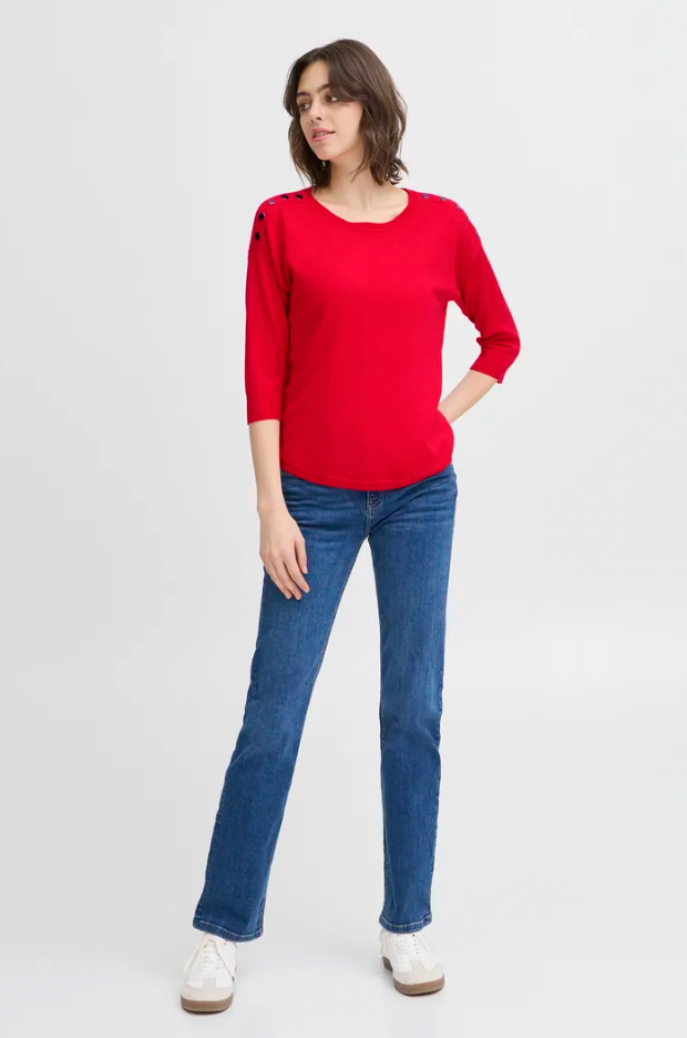 Fransa Zubasic sweater in poinsettia red