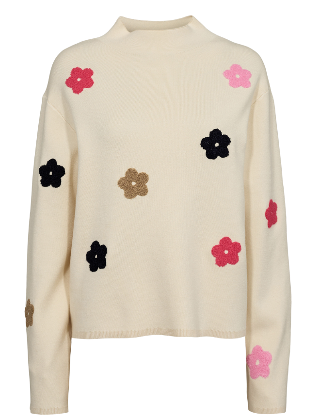 Numph Nuflow sweater with flower detail in pristine