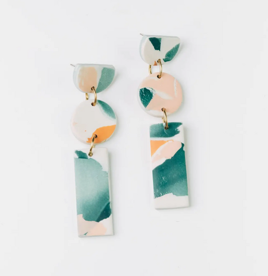 Pepper You Cairn stack earrings in lagoon watercolour