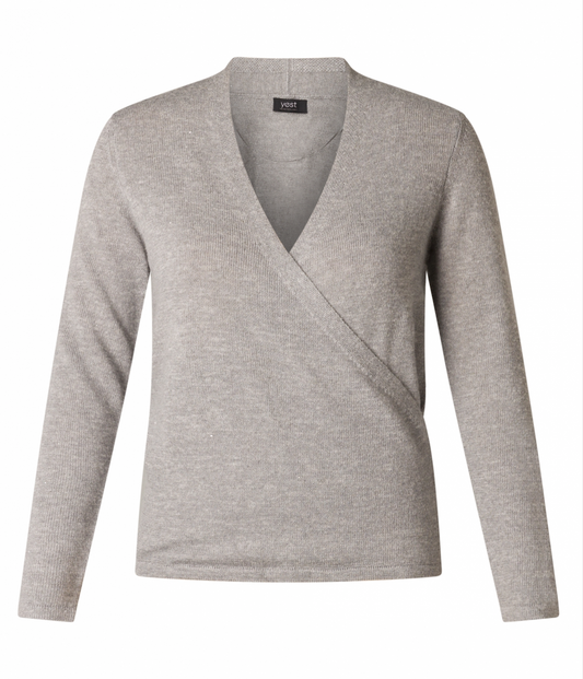 Yest Polly wrap sweater in silvery grey