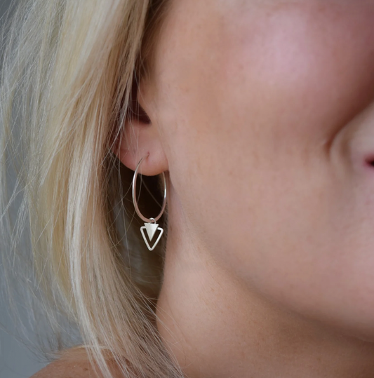 Muka double triangle hoop silver earrings