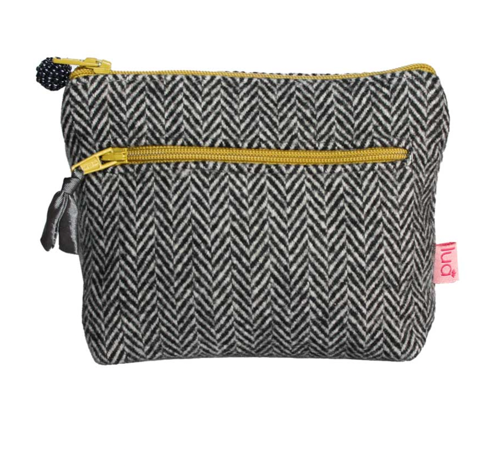 Lua 2 zip purse with herringbone pattern