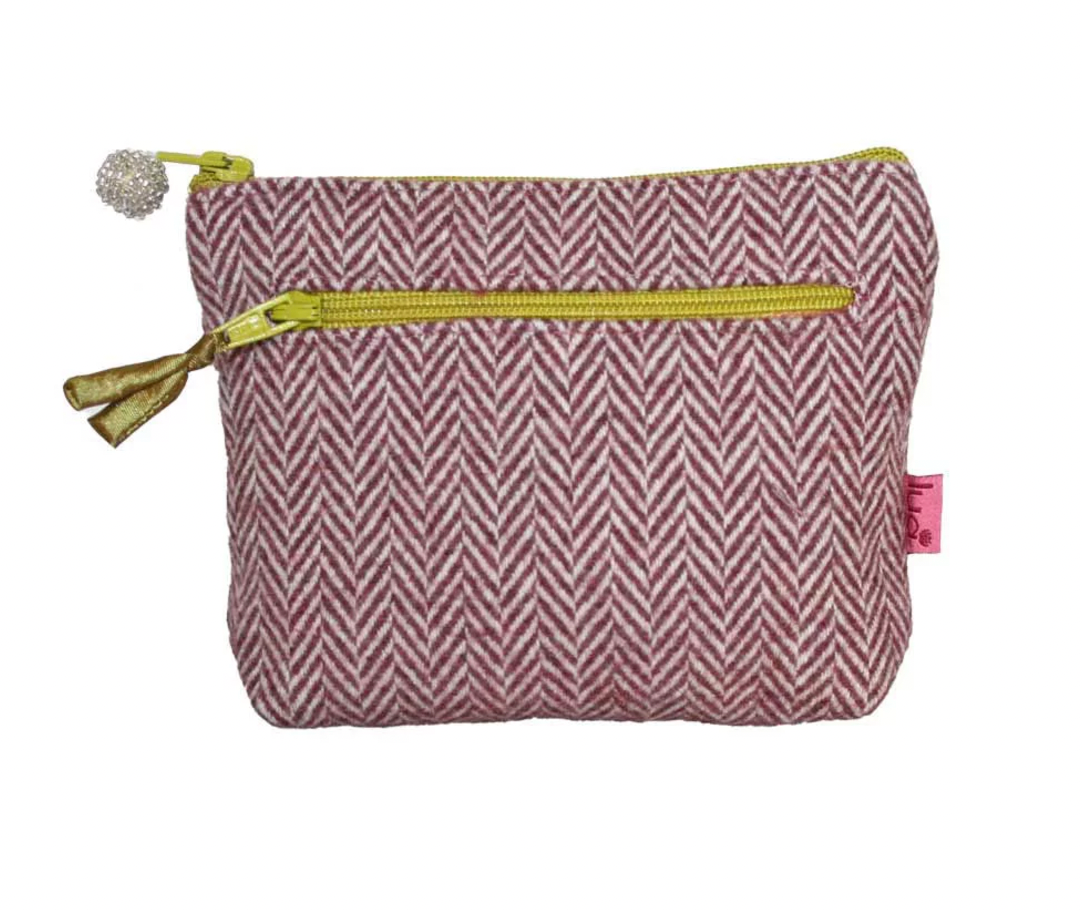 Lua 2 zip purse with herringbone pattern