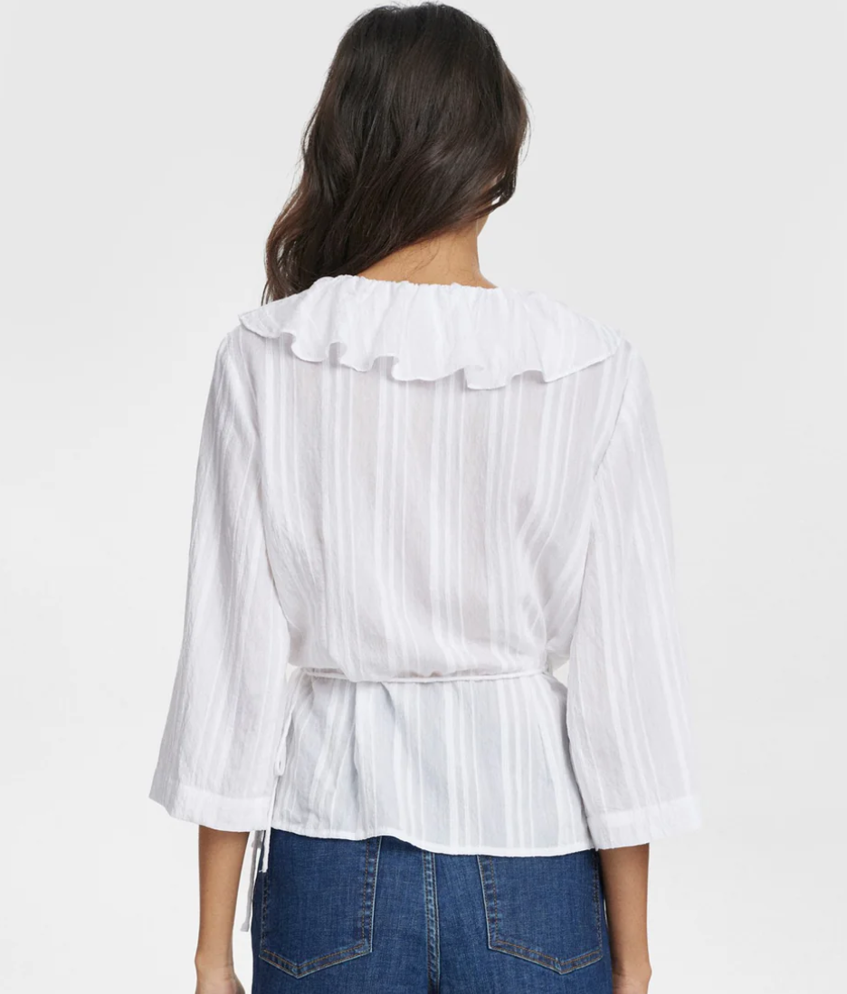 Numph Nuhalston wrap blouse in white