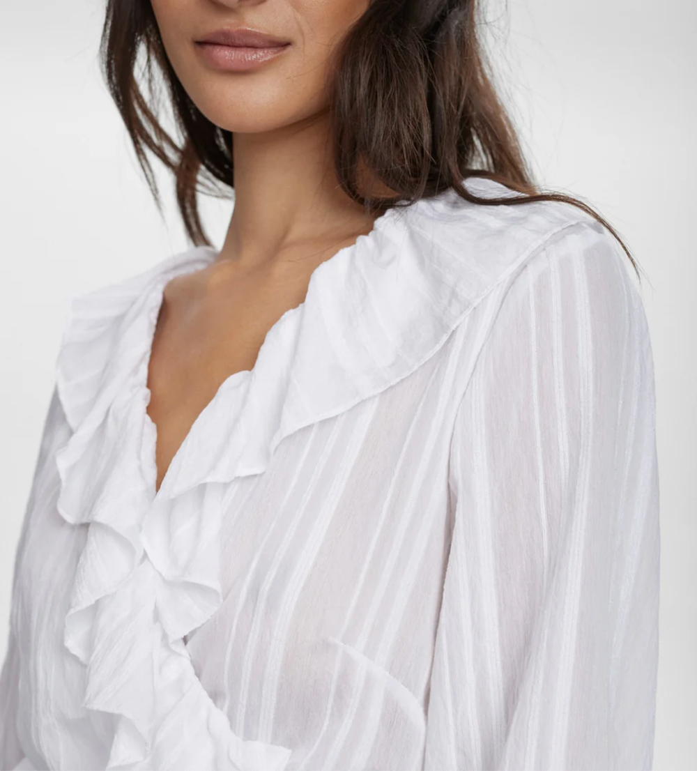 Numph Nuhalston wrap blouse in white