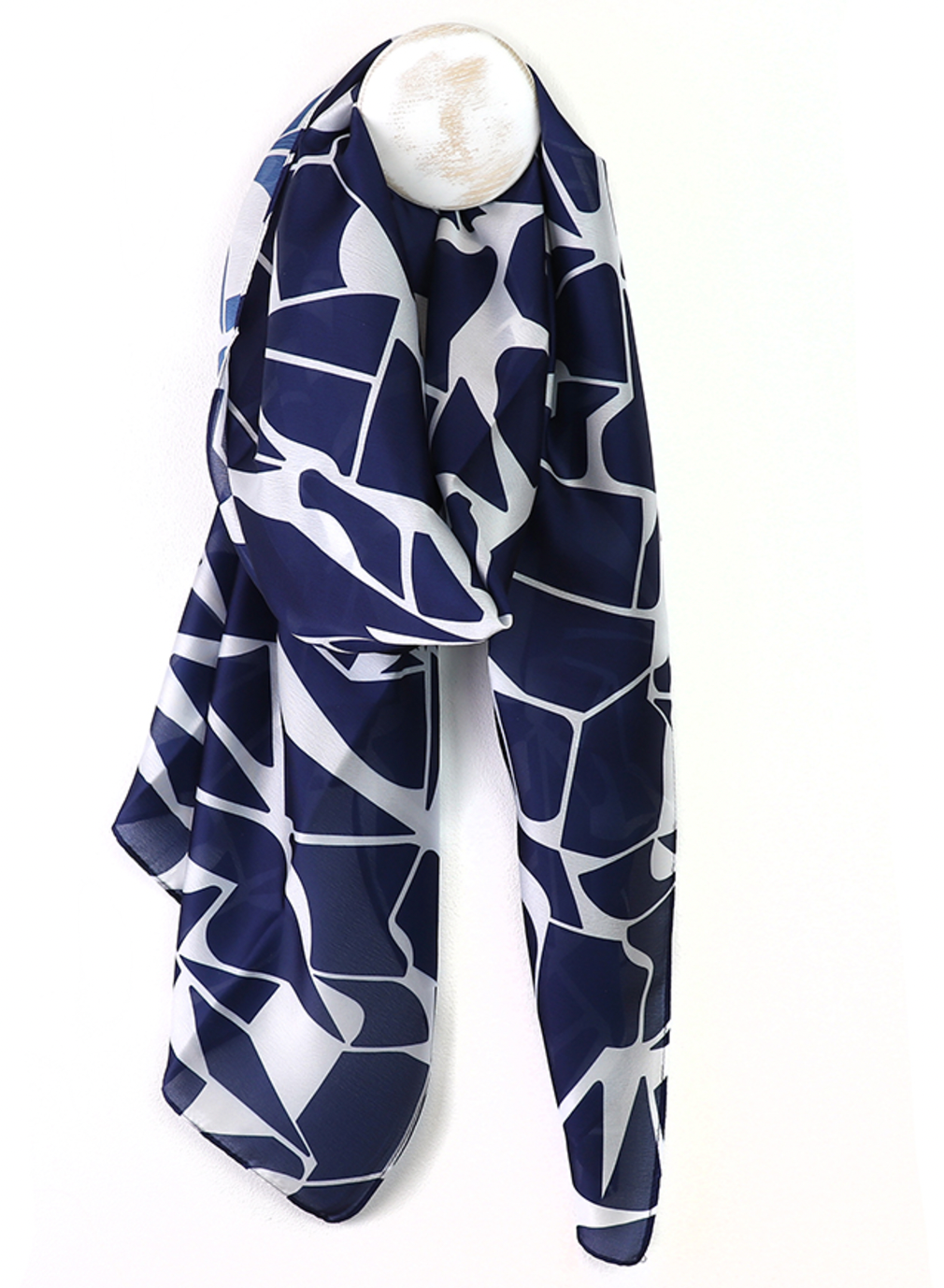 POM Repreve navy and white shatter print scarf