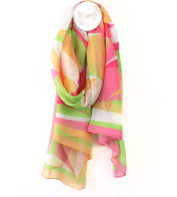 POM Warm pink and brights abstract Repreve scarf