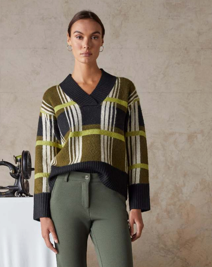 Paz Torras khaki v neck sweater