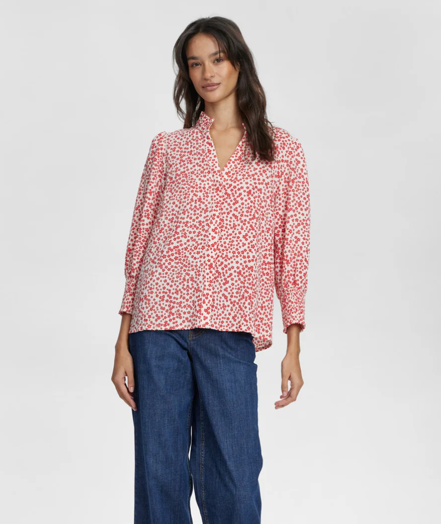 Numph Nuiva blouse in geranium red