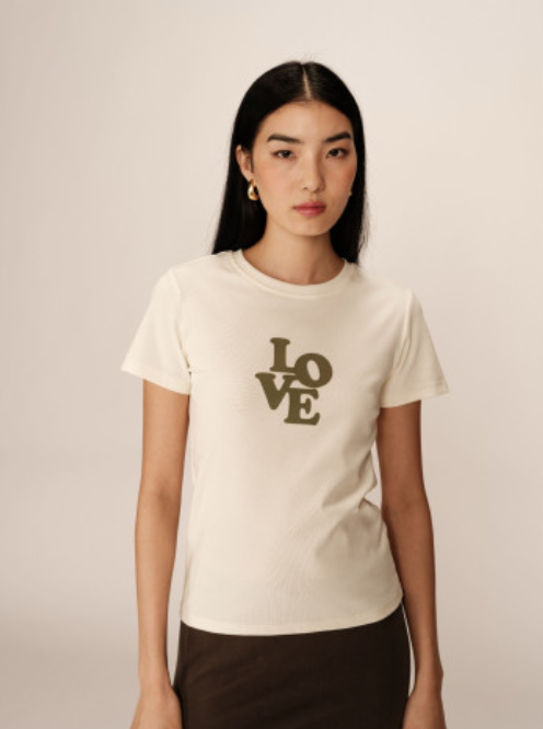 Grace & Mila Poussin t shirt in beige and khaki