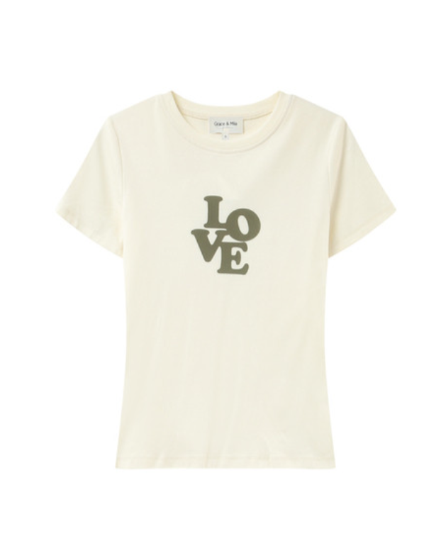 Grace & Mila Poussin t shirt in beige and khaki