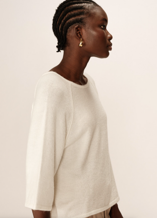 Grace & Mila Paco three quarter sleeve sweater in ecru