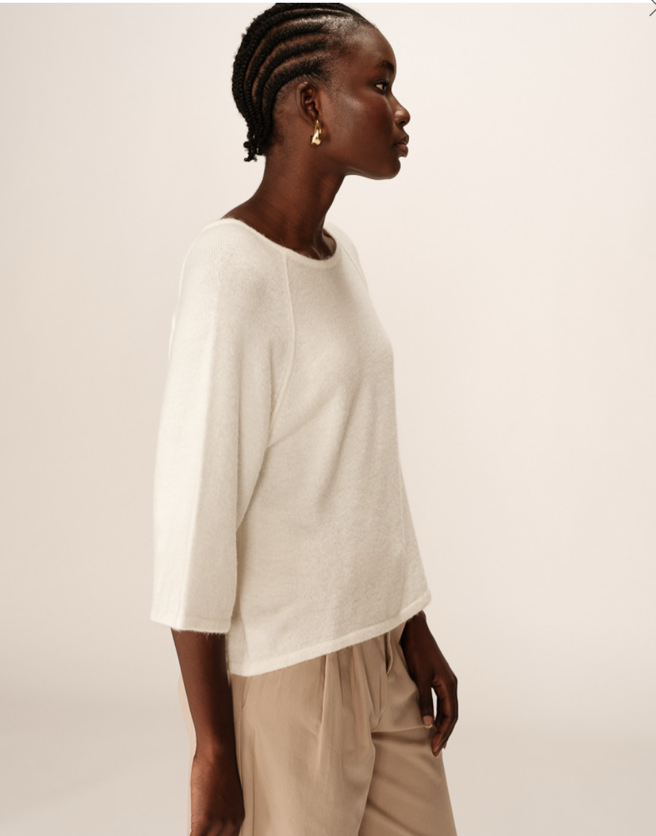 Grace & Mila Paco three quarter sleeve sweater in ecru