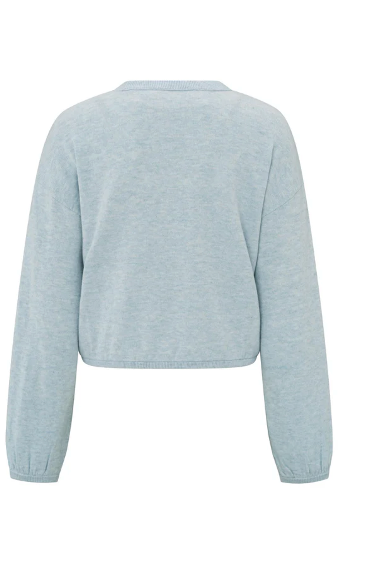 Yaya sweater with corded hem and loose fit in grey dawn blue melange