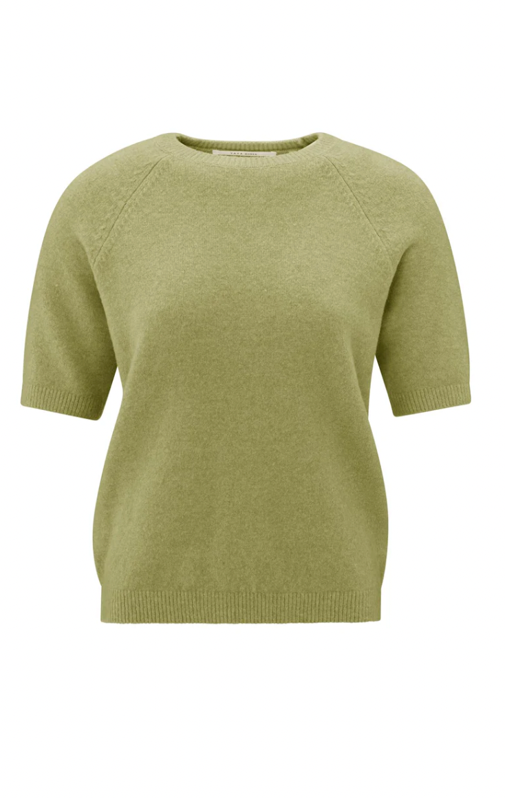 Yaya short sleeve sweater in olive melange