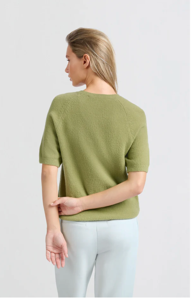 Yaya short sleeve sweater in olive melange