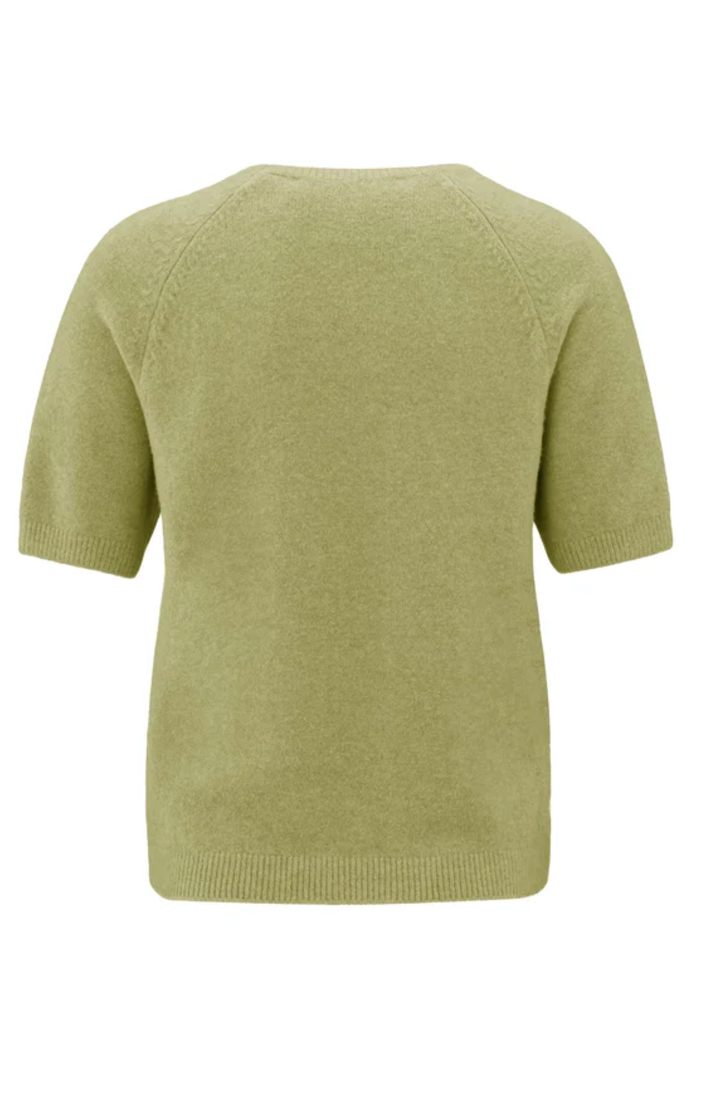 Yaya short sleeve sweater in olive melange