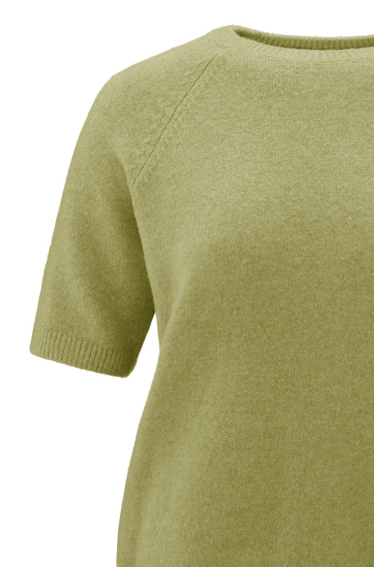 Yaya short sleeve sweater in olive melange