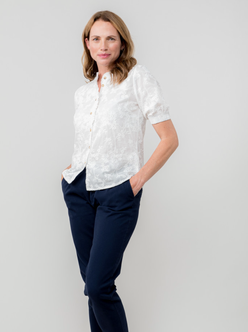 Lily & Me Emma frill embroidered white blouse